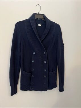 J. Crew Navy Double-Breasted Shawl Collar Cardigan